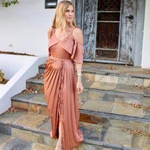 Olivia Palerno Rose Gold Pleated Maxi Dress